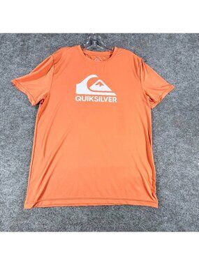 Quiksilver Comp Logo Youth T-Shirt Boys XL (18/20) Orange Short Sleeve Crew Neck